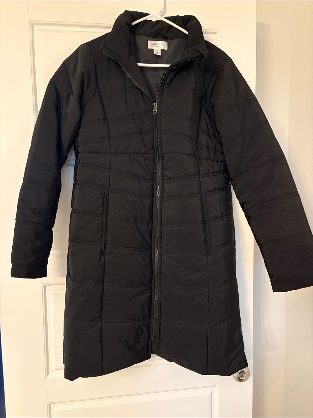 Motherhood Maternity Long Black Puffer Coat